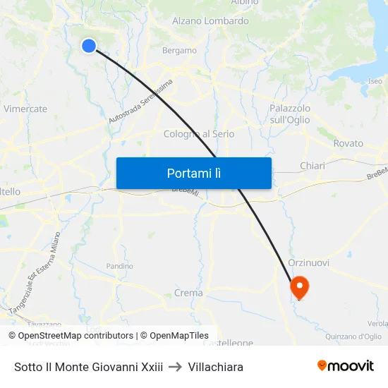 Sotto Il Monte Giovanni Xxiii to Villachiara map