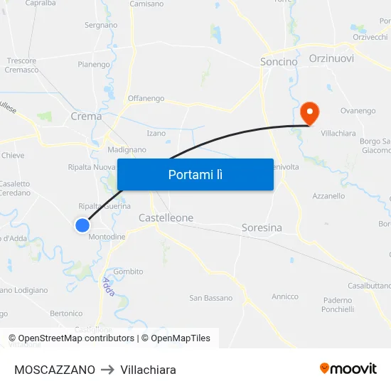 MOSCAZZANO to Villachiara map