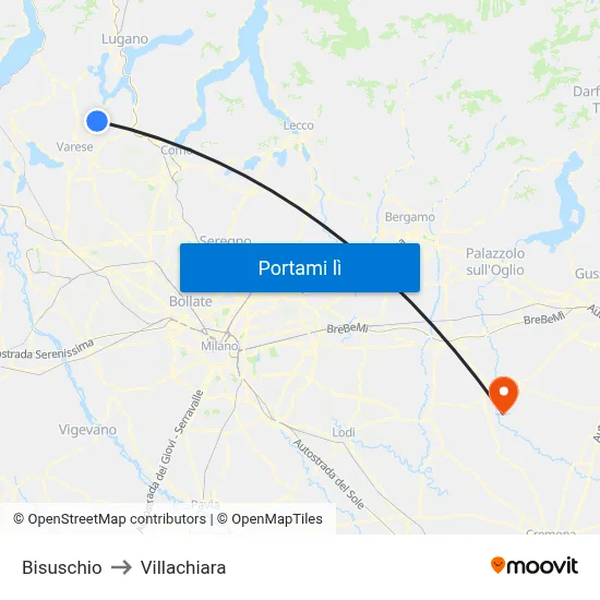 Bisuschio to Villachiara map