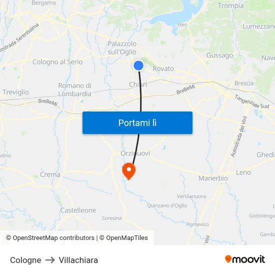 Cologne to Villachiara map