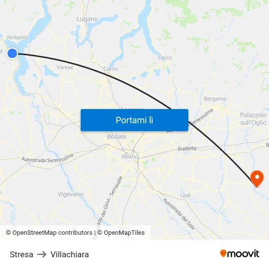 Stresa to Villachiara map