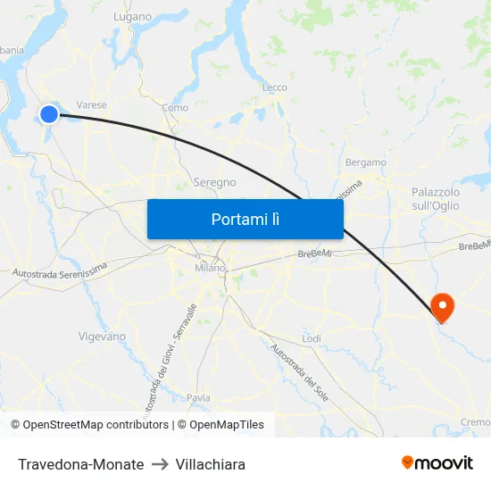 Travedona-Monate to Villachiara map