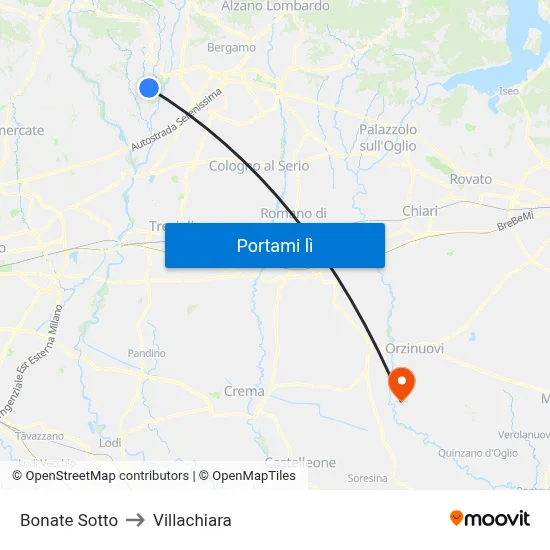 Bonate Sotto to Villachiara map
