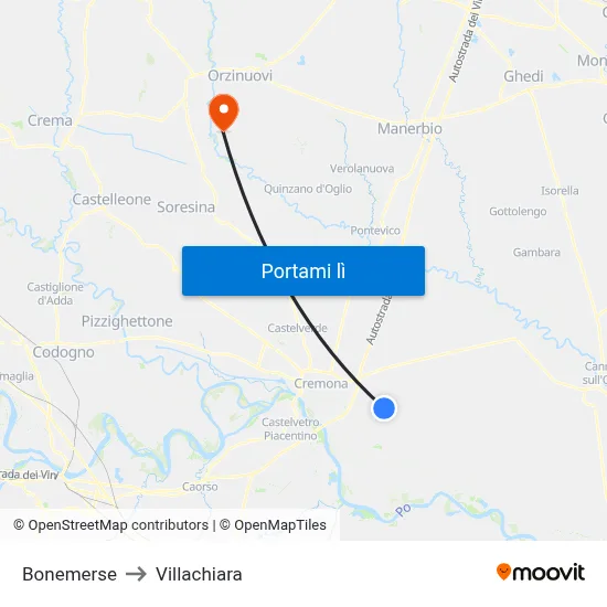 Bonemerse to Villachiara map