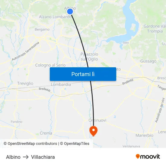 Albino to Villachiara map