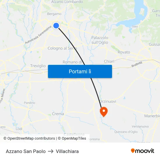Azzano San Paolo to Villachiara map