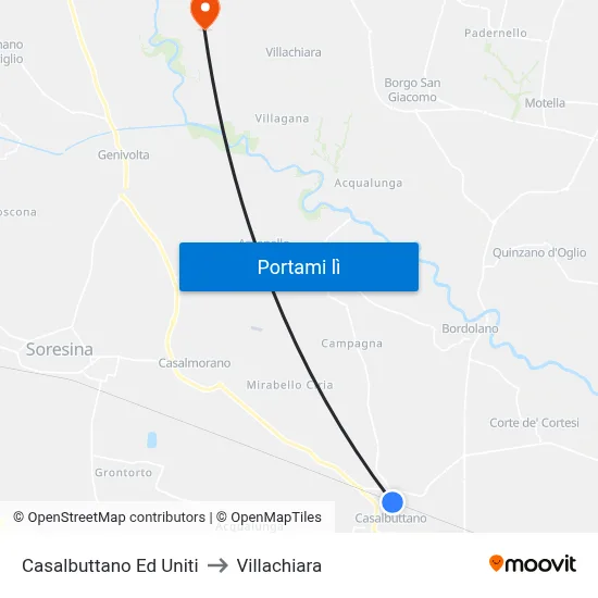 Casalbuttano Ed Uniti to Villachiara map