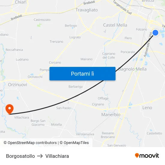 Borgosatollo to Villachiara map