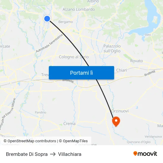 Brembate Di Sopra to Villachiara map