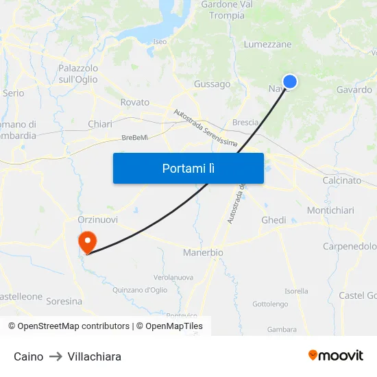 Caino to Villachiara map