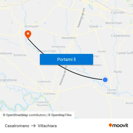 Casalromano to Villachiara map
