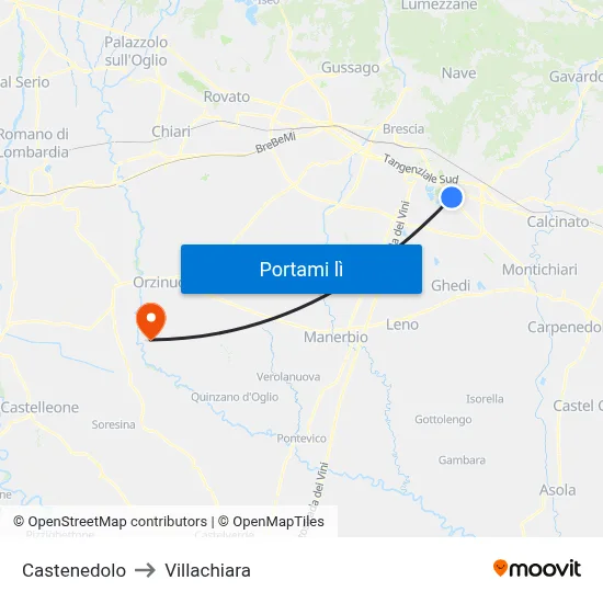 Castenedolo to Villachiara map