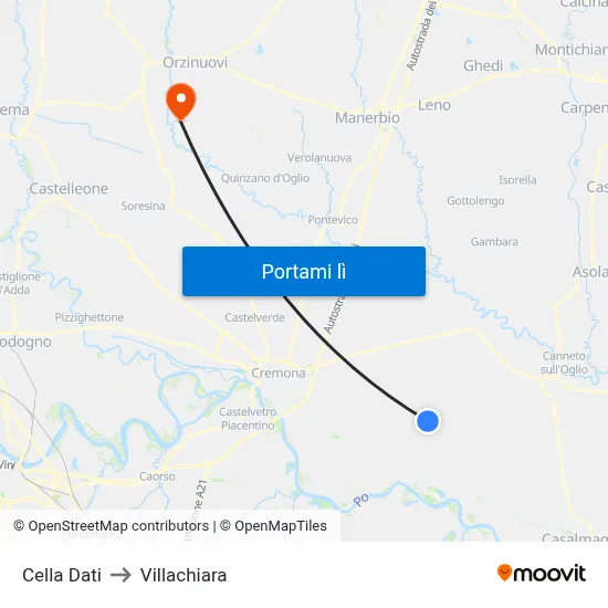 Cella Dati to Villachiara map