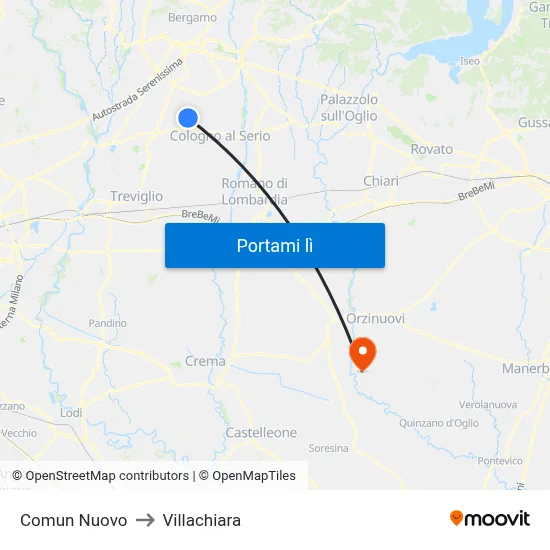 Comun Nuovo to Villachiara map