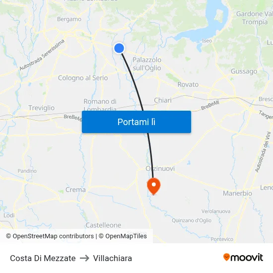 Costa Di Mezzate to Villachiara map