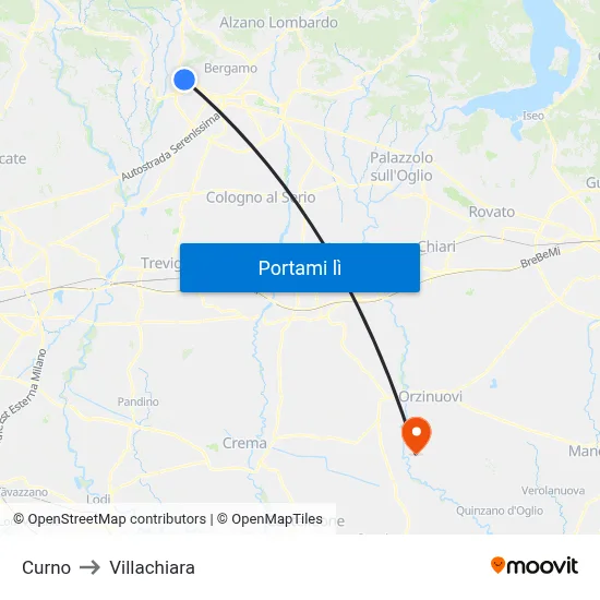Curno to Villachiara map