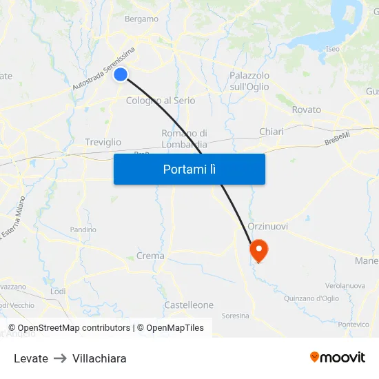 Levate to Villachiara map