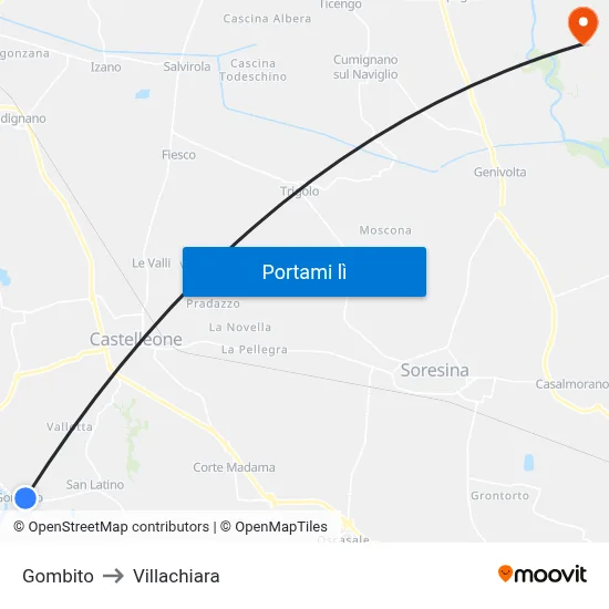 Gombito to Villachiara map
