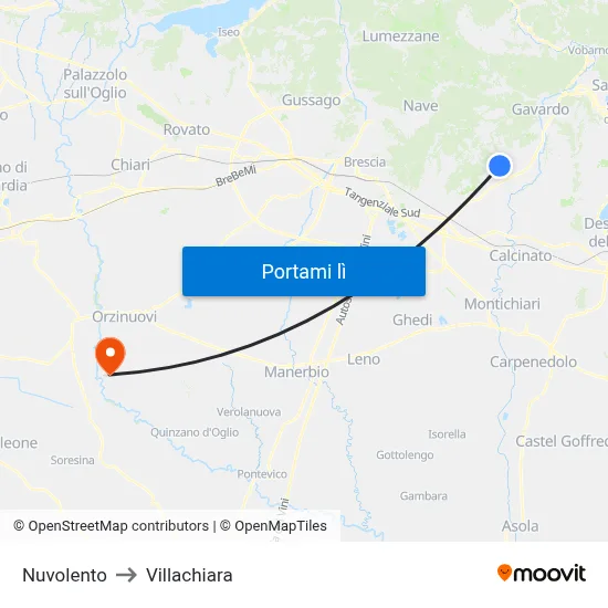 Nuvolento to Villachiara map