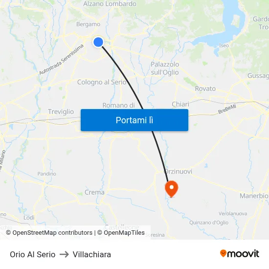 Orio Al Serio to Villachiara map