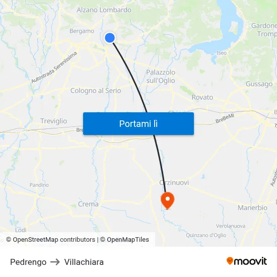 Pedrengo to Villachiara map