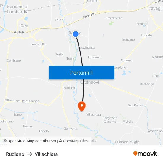 Rudiano to Villachiara map