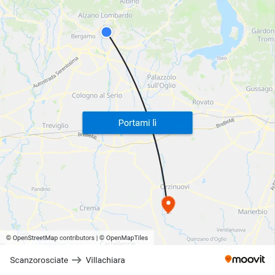 Scanzorosciate to Villachiara map