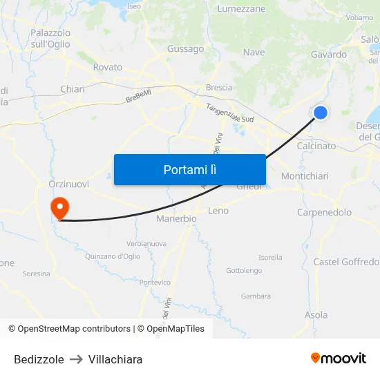 Bedizzole to Villachiara map