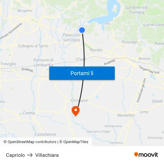 Capriolo to Villachiara map