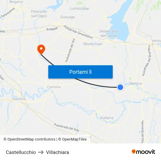 Castellucchio to Villachiara map