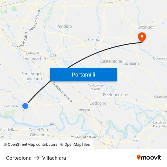 Corteolona to Villachiara map