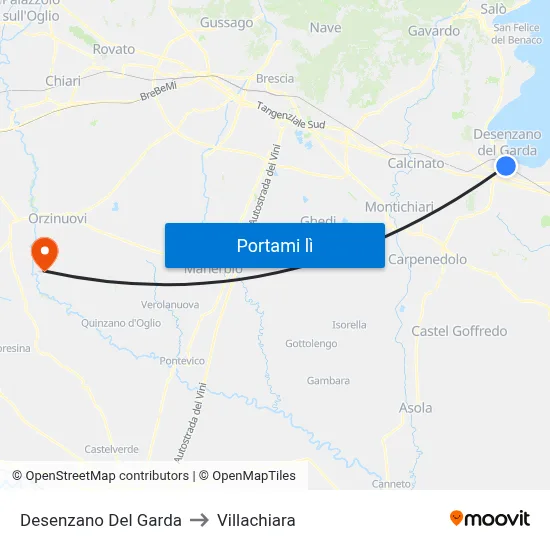 Desenzano Del Garda to Villachiara map