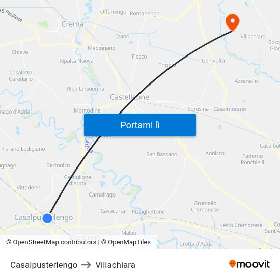 Casalpusterlengo to Villachiara map