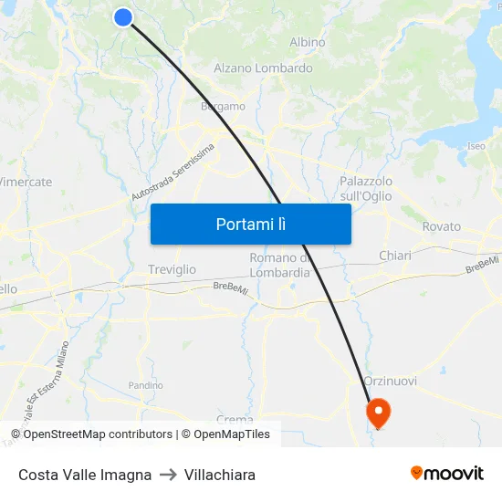 Costa Valle Imagna to Villachiara map