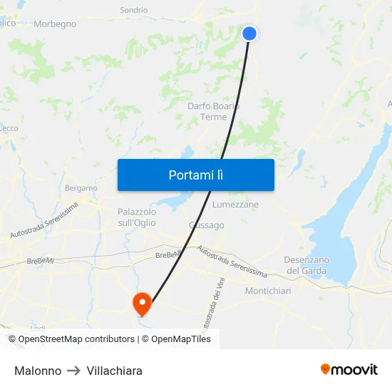Malonno to Villachiara map