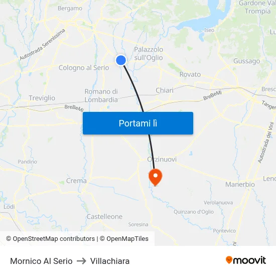 Mornico Al Serio to Villachiara map