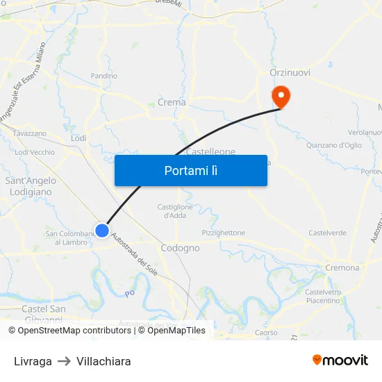 Livraga to Villachiara map
