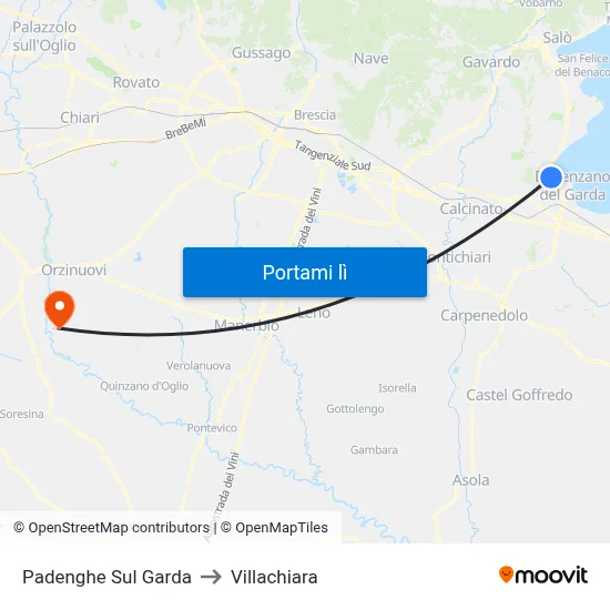 Padenghe Sul Garda to Villachiara map