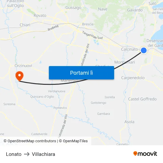 Lonato to Villachiara map