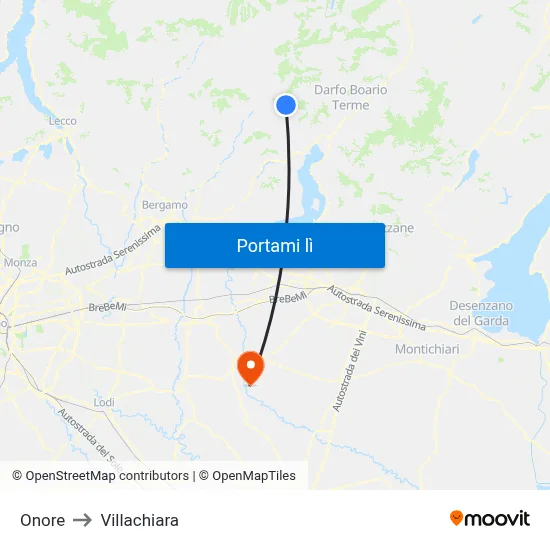 Onore to Villachiara map