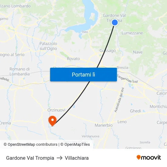 Gardone Val Trompia to Villachiara map