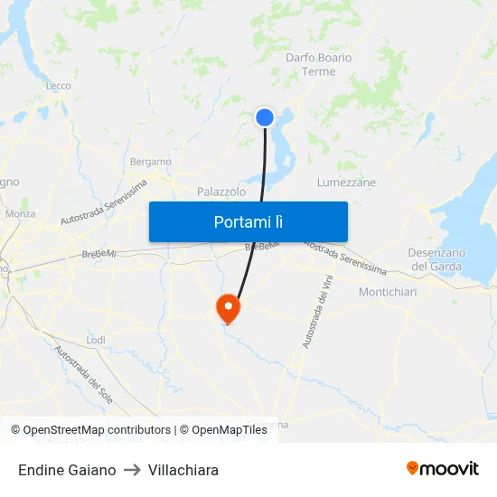 Endine Gaiano to Villachiara map