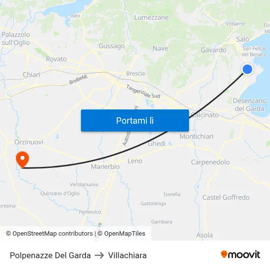 Polpenazze Del Garda to Villachiara map