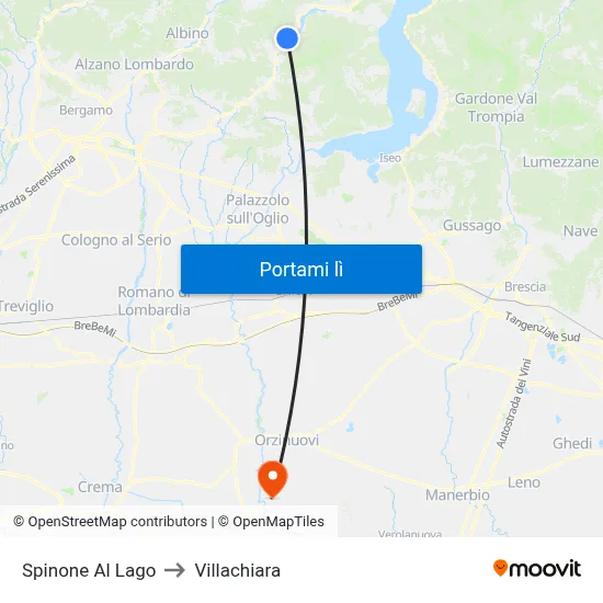 Spinone Al Lago to Villachiara map