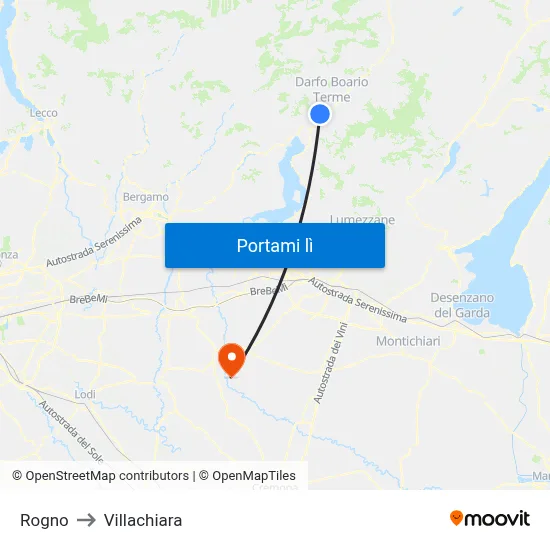 Rogno to Villachiara map