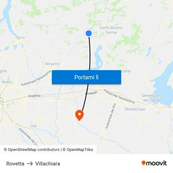 Rovetta to Villachiara map