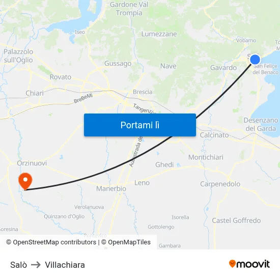 Salò to Villachiara map