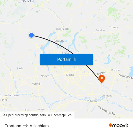 Trontano to Villachiara map