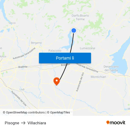 Pisogne to Villachiara map