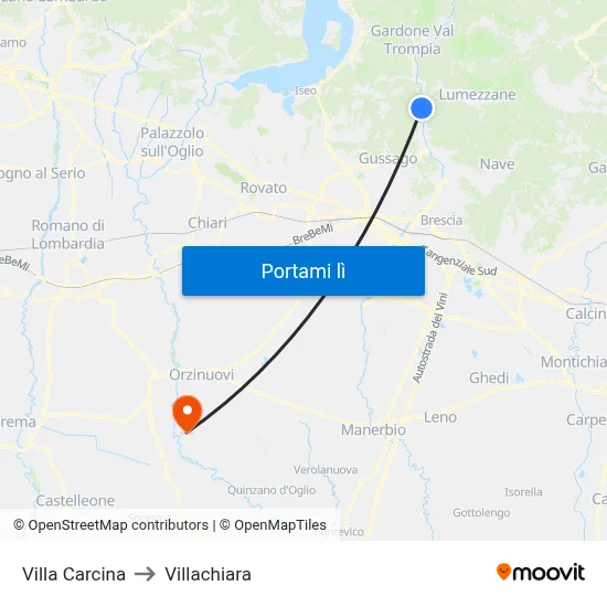 Villa Carcina to Villachiara map